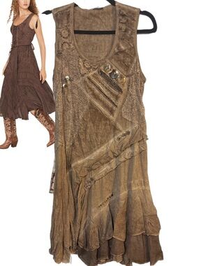 NWT’s Vanilla Bay Taupe-Brown Layered Lace Midi Dress size X-Large